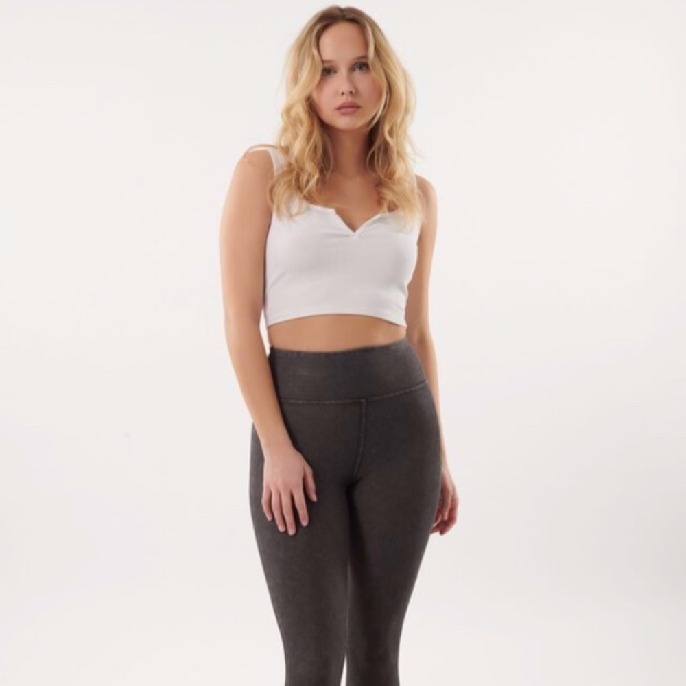 NWT High Waist Acid Wash Legging Grey - Picture 2 of 6